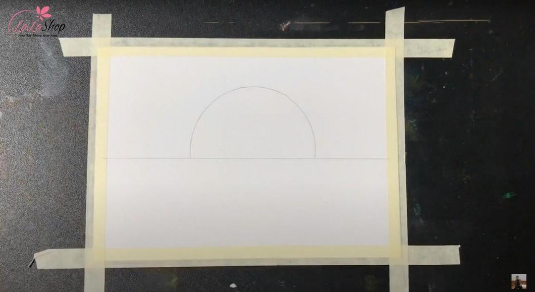 Kẻ 1 đường thẳng và nửa hình tròn