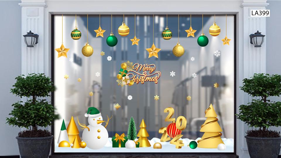 10 mẫu decal trang trí noel trên cửa kính đẹp nhất 2023 tại Lala