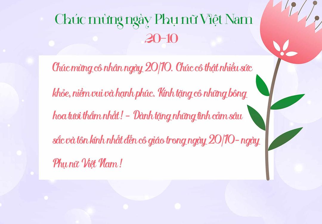Mẫu thiệp chúc mừng ngày 20/10 tặng cô