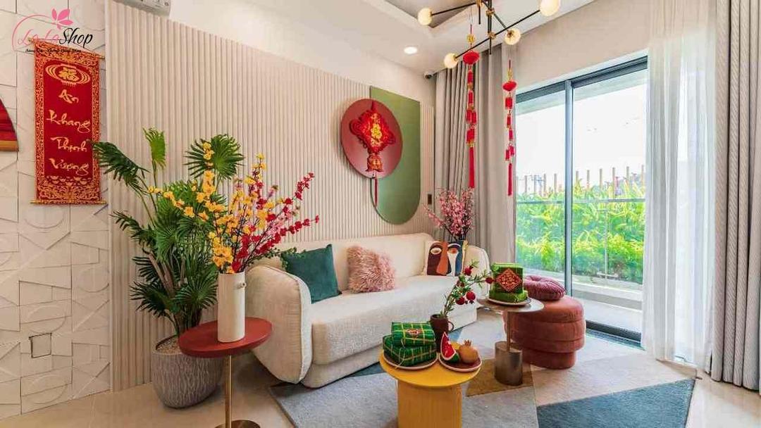 Mẫu trang trí góc chụp ảnh Tết tại nhà đẹp mẫu 4