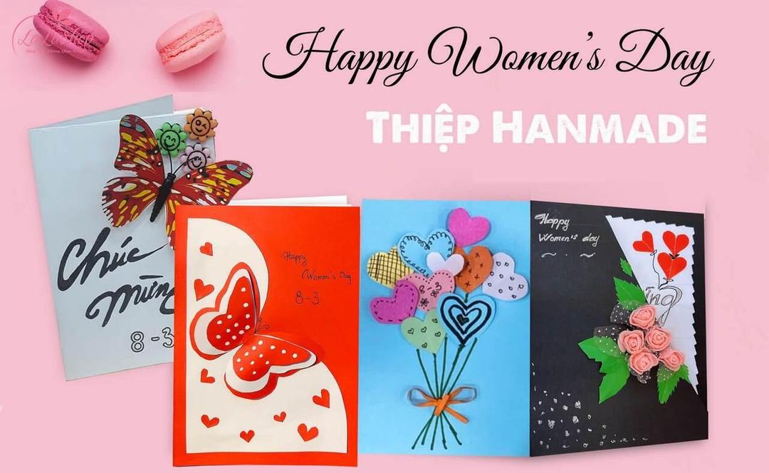 Những mẫu thiệp mừng 8/3 handmade đơn giản đẹp nhất mẫu 1