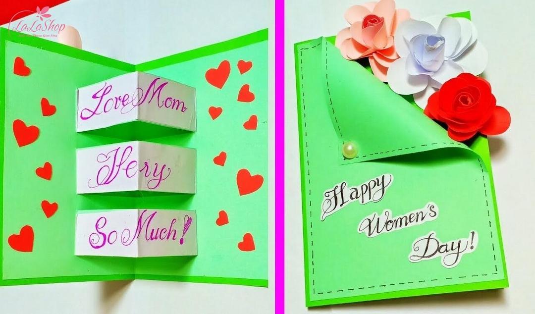 Những mẫu thiệp mừng 8/3 handmade đơn giản đẹp nhất mẫu 3