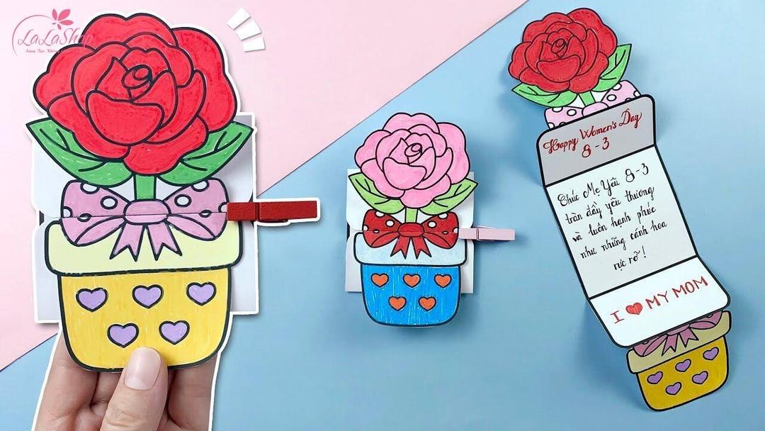 Những mẫu thiệp mừng 8/3 handmade đơn giản đẹp nhất mẫu 6