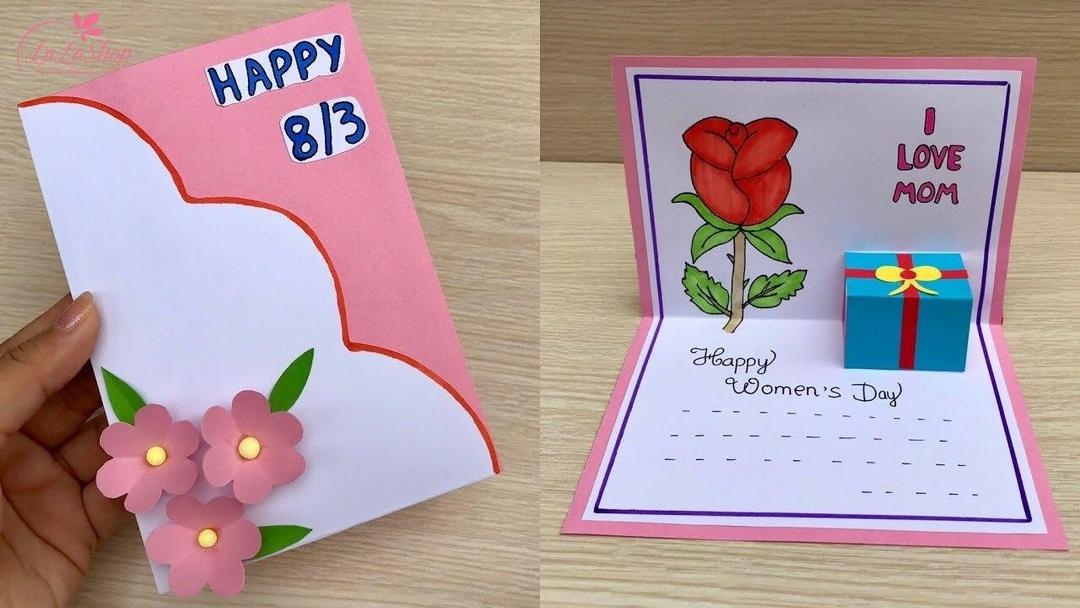 Những mẫu thiệp mừng 8/3 handmade đơn giản đẹp nhất mẫu 7