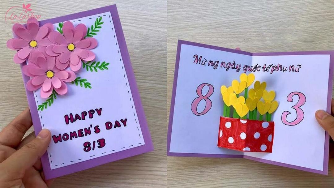 Những mẫu thiệp mừng 8/3 handmade đơn giản đẹp nhất mẫu 8