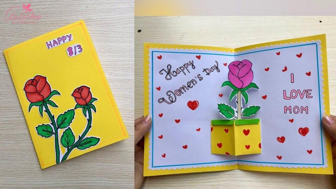 Những mẫu thiệp mừng 8/3 handmade đơn giản đẹp nhất mẫu 9