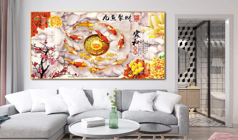 Tranh Treo Tường Cá Chép Và Hoa Mẫu Đơn 3