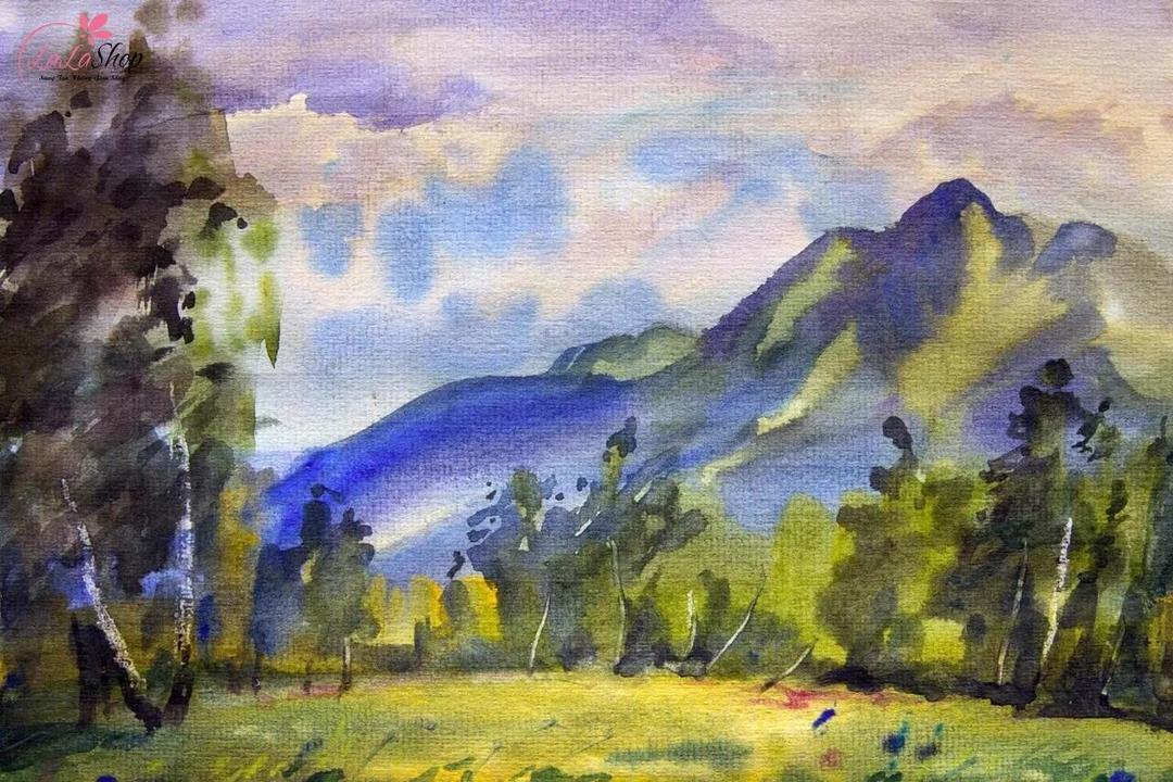 Tranh vẽ núi rừng bằng màu nước