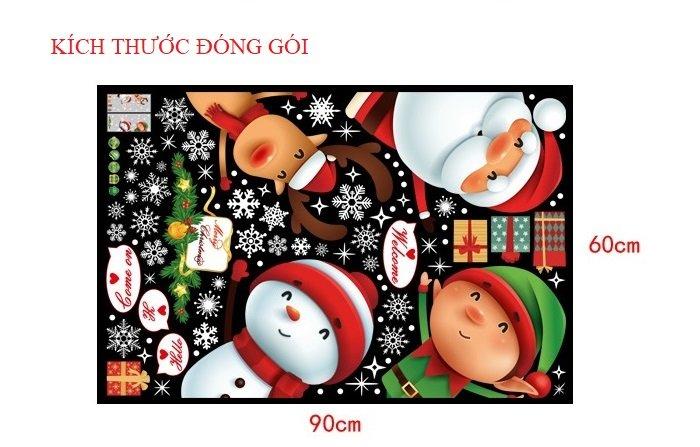 Decal trang trí noel những người bạn giáng sinh bên khung cửa