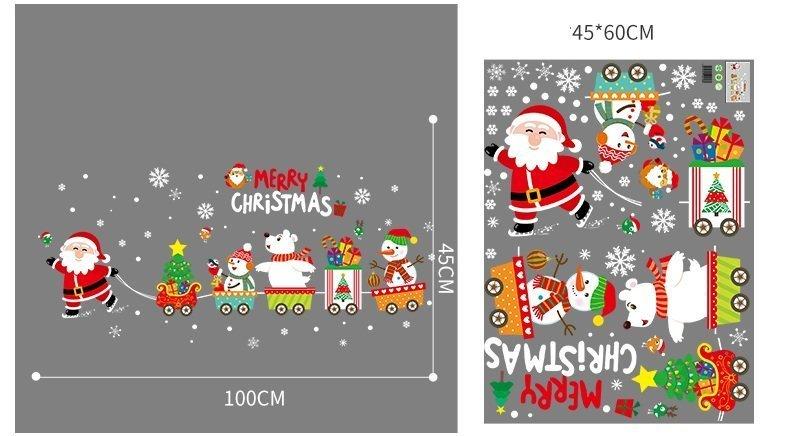 Combo decal trang trí noel ông già noel và đoàn tàu với dây treo vớ