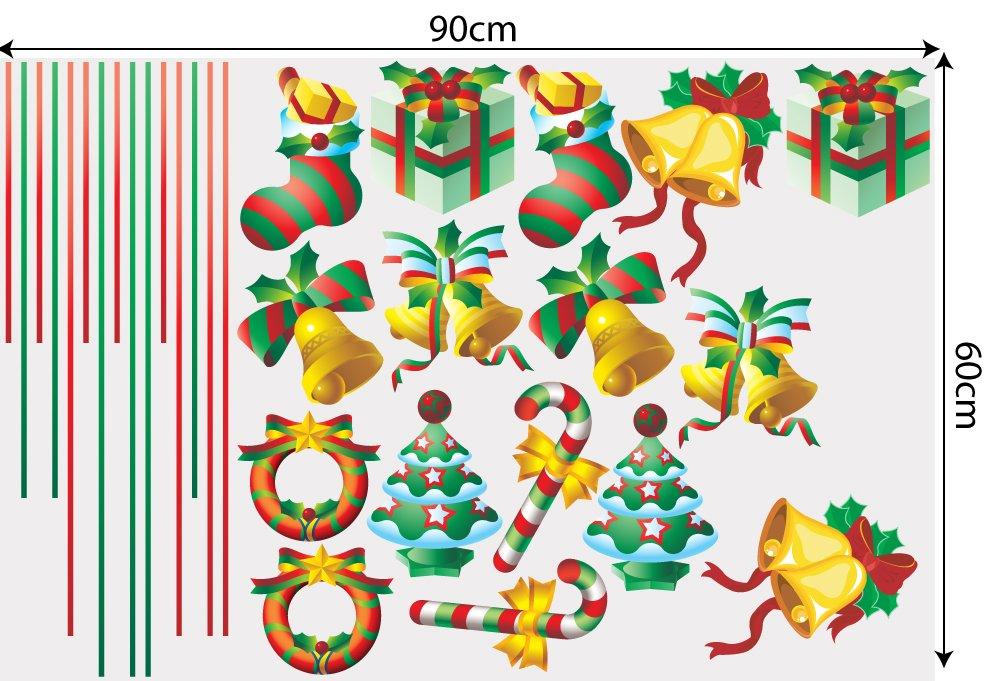 Decal trang trí combo ông già noel vui vẻ và cây thông xanh