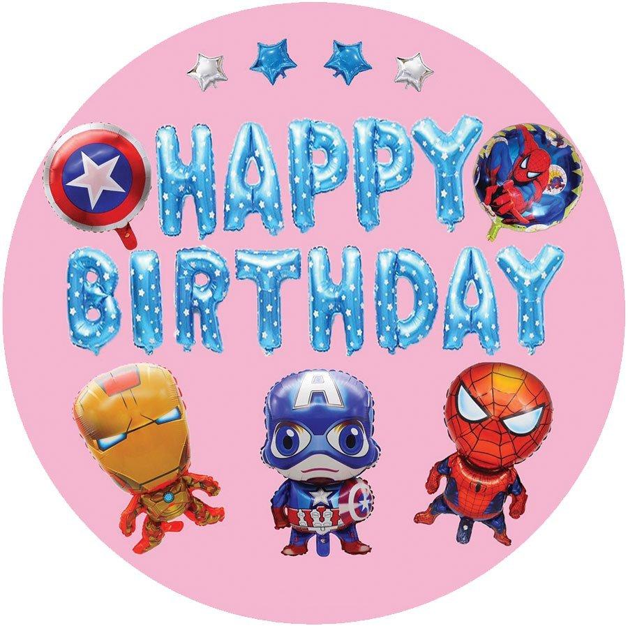 Set Bong Bóng Trang Trí Sinh Nhật Happy Birthday Captain America và đồng bọn