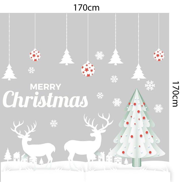 Combo decal trang trí noel đôi tuần lộc đón giáng sinh