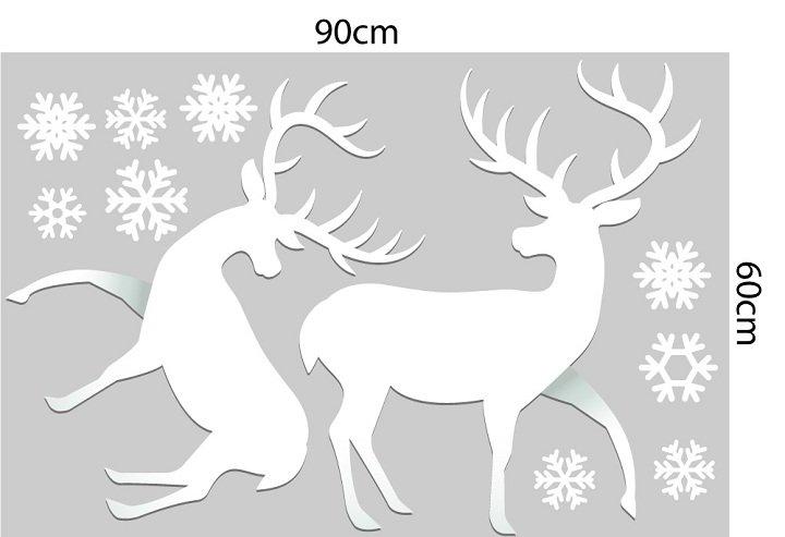 Combo decal trang trí noel đôi tuần lộc đón giáng sinh