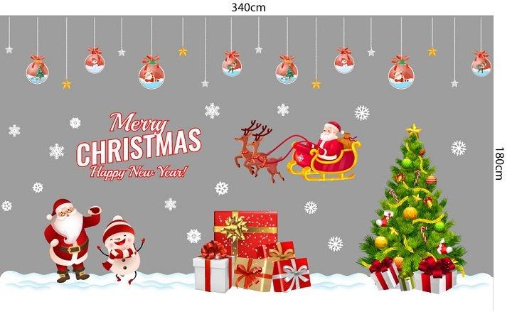 Combo decal trang trí noel giáng sinh vui vẻ năm mới hạnh phúc