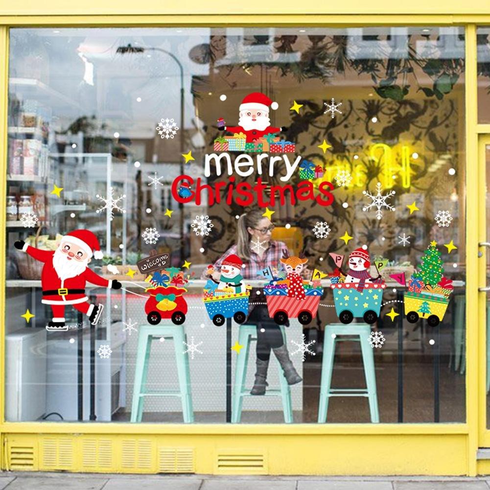 Decal trang trí noel đoàn tàu giáng sinh và merry chrismast