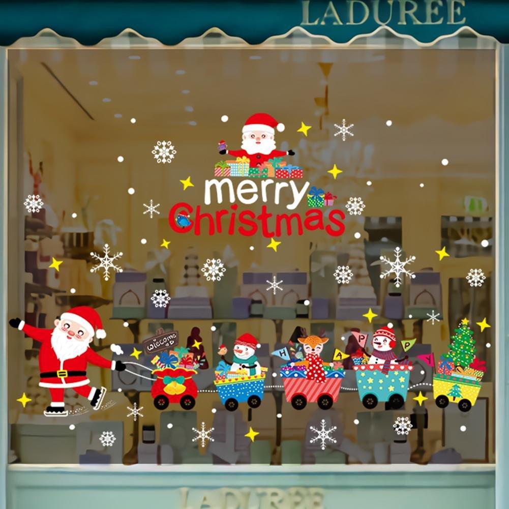Decal trang trí noel đoàn tàu giáng sinh và merry chrismast