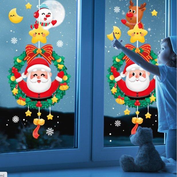 Decal 2 mặt trang trí noel vòng nguyệt quế và những ngôi sao