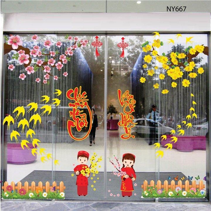 Combo decal trang trí tết Chúc Mừng Năm Mới Vạn Sự Như Ý Nhâm Dần 2022