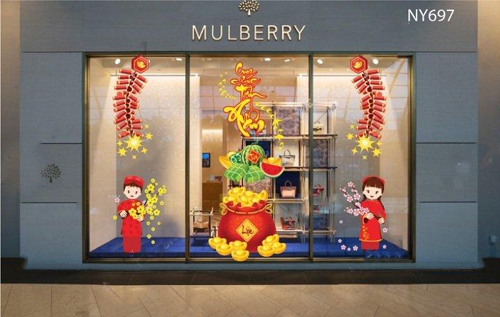 Combo decal trang trí tết cung chúc tân xuân tài lộc gõ cửa