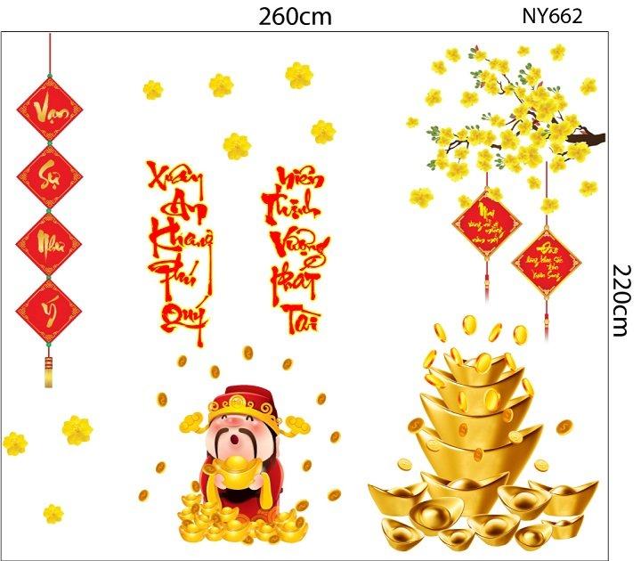 Combo decal trang trí tết Xuân An Khang Phú Quý 2022