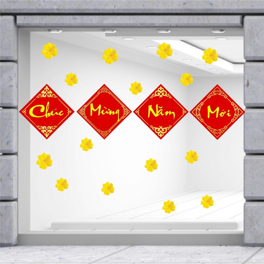 Decal Trang Trí Tết Quý Mão Liễn Chúc Mừng Năm Mới 2023