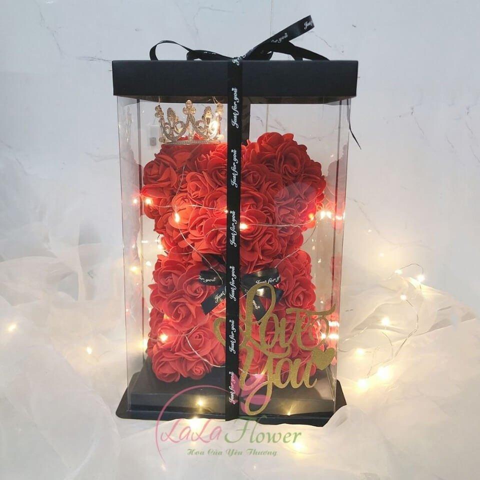 Quà tặng 20/10 - Hộp quà gấu hoa hồng