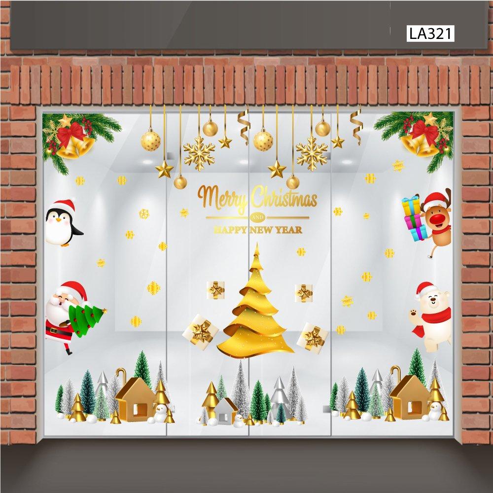 Combo Decal Trang Trí Noel Cây Thông Vàng Và Những Người Bạn