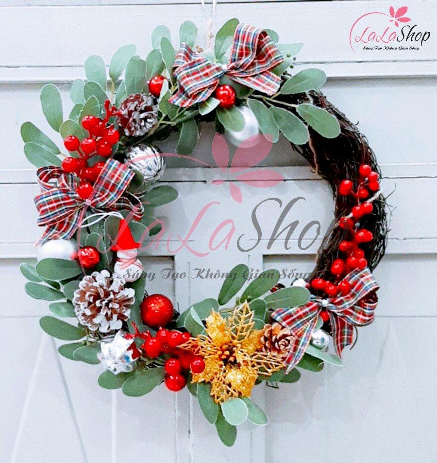 Vòng Nguyệt Quế Trang Merry Christmas Trí Noel 40 - 30cm