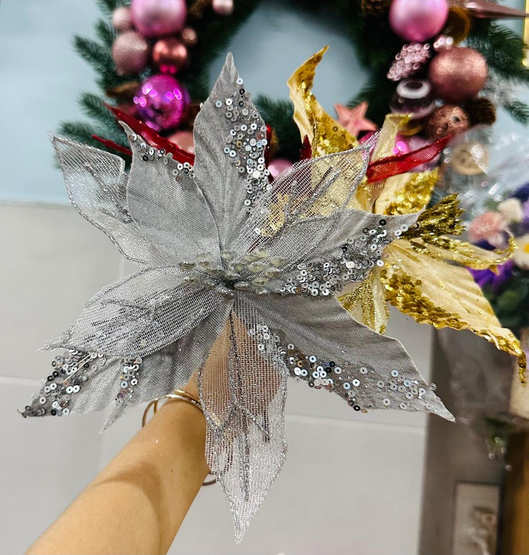 Cành Hoa Trạng Nguyên Cao Cấp Kim Tuyến Size Lớn Trang Trí Noel