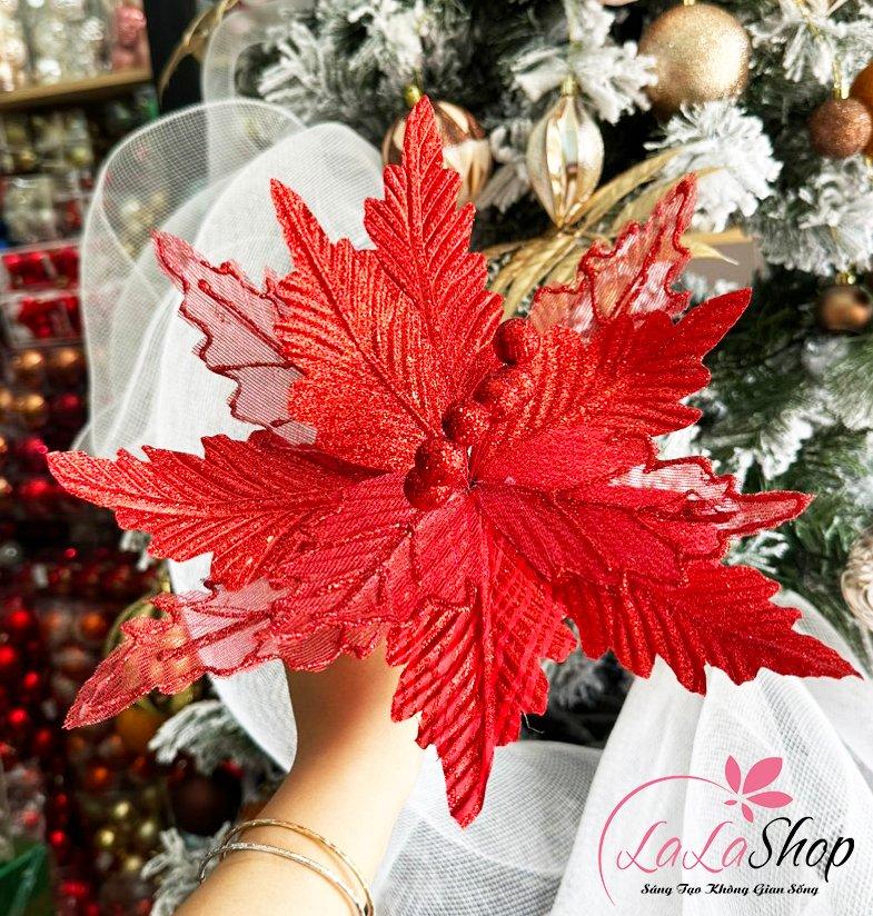 Cành Hoa Trạng Nguyên Cao Cấp Kim Tuyến Size Lớn Trang Trí Noel Size Lớn