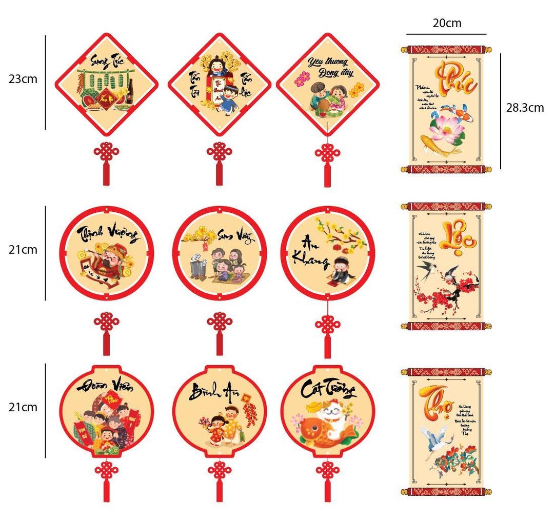 Lộc treo tết chữ cát tường bảng gỗ treo cửa ngày tết cao cấp