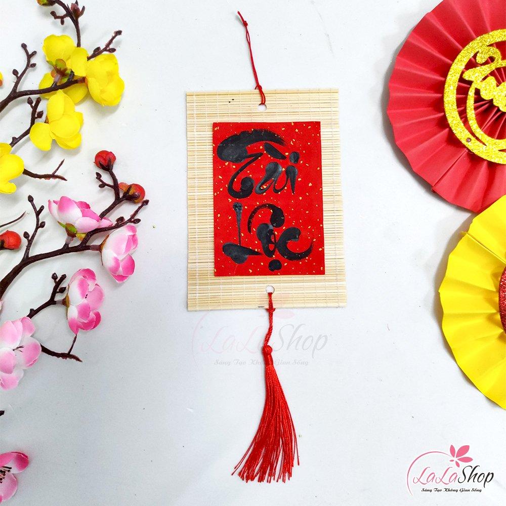 Liễn mành thư pháp đỏ 30cm Chữ Tài Lộc liễn treo trang trí tết