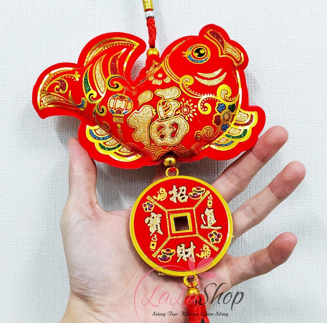 Dây lộc treo đồng tiền cá chép tài lộc may mắn trang trí tết