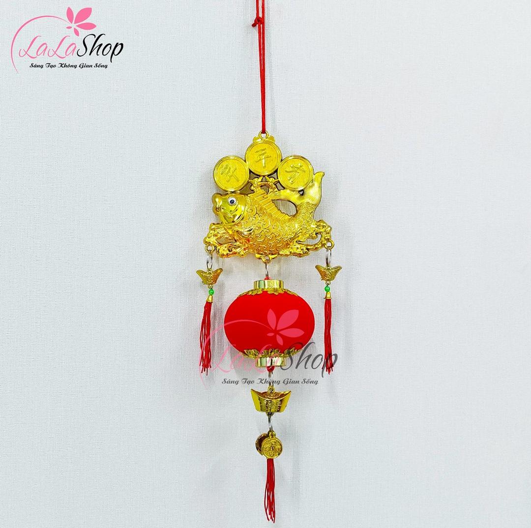 Dây lộc treo cá chép đồng tiền vàng lồng đèn đỏ may mắn trang trí tết