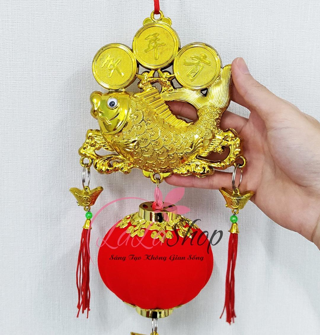 Dây lộc treo cá chép đồng tiền vàng lồng đèn đỏ may mắn trang trí tết