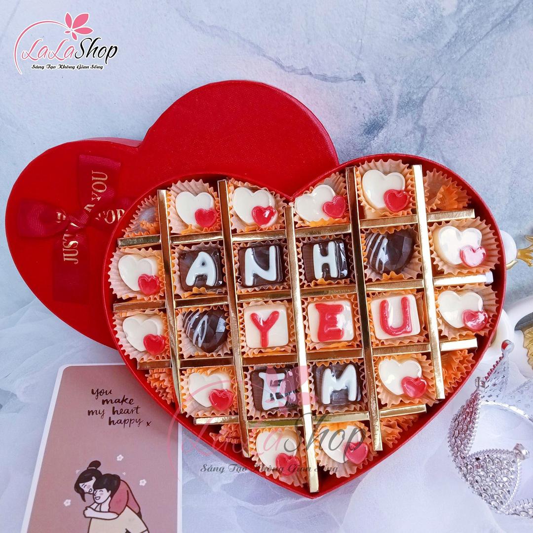 Hộp Socola 27 Viên Quà Tặng Tình Nhân Ngọt Ngào Chữ Anh Yêu Em