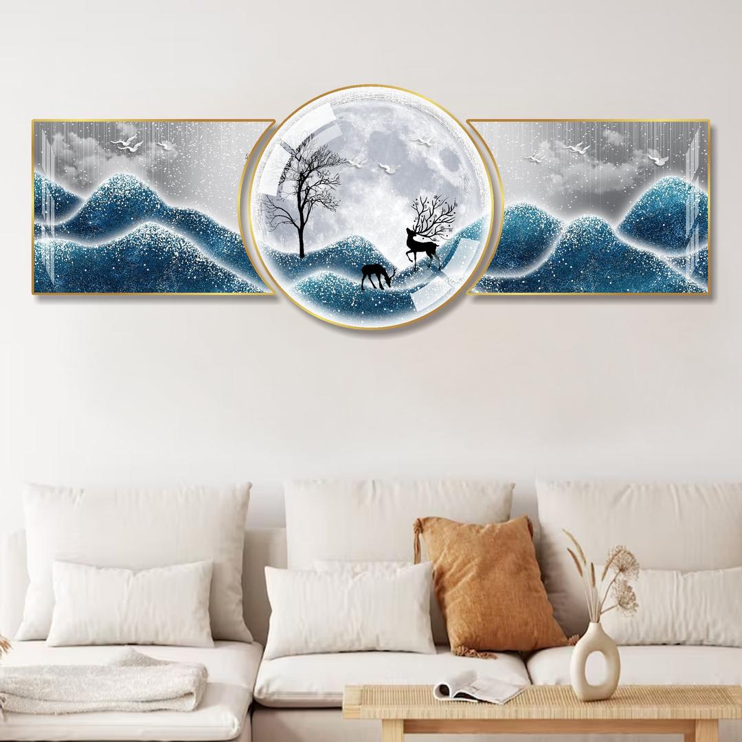 Tranh treo tường phòng khách Hươu đêm nghệ thuật trừu tượng