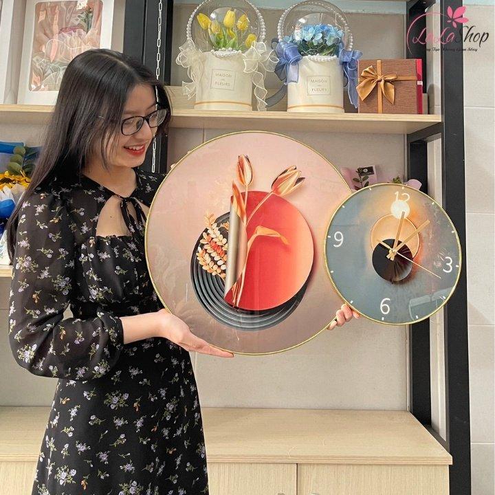 Tranh Đồng Hồ Treo Tường UV Pha Lê Bóng Nghệ Thuật Trừu Tượng