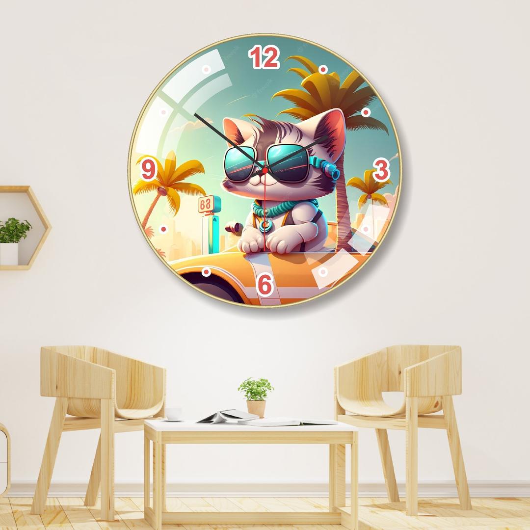 Đồng hồ treo tường tráng gương hình thú dễ thương kim trôi mẫu 942