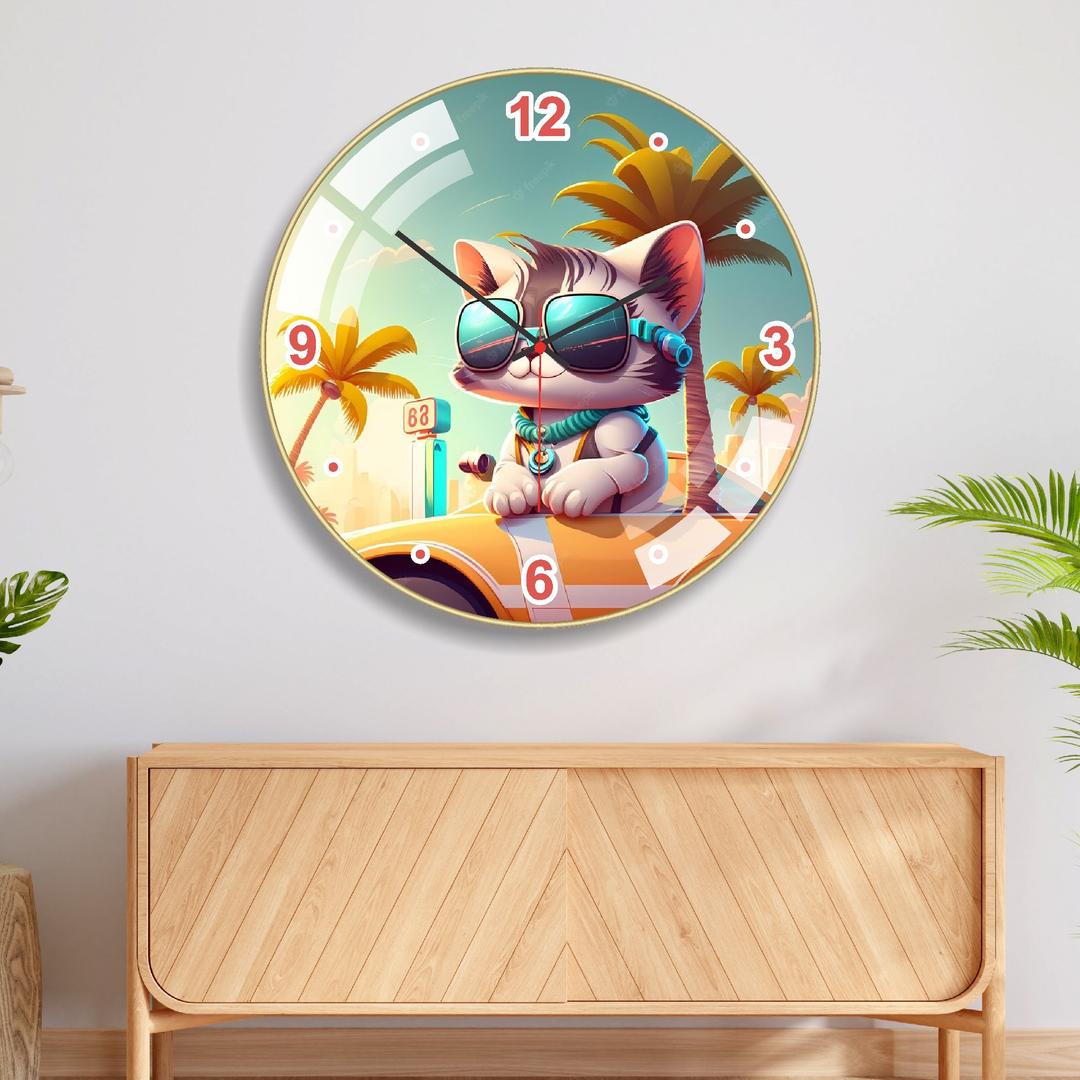 Đồng hồ treo tường tráng gương hình thú dễ thương kim trôi mẫu 942