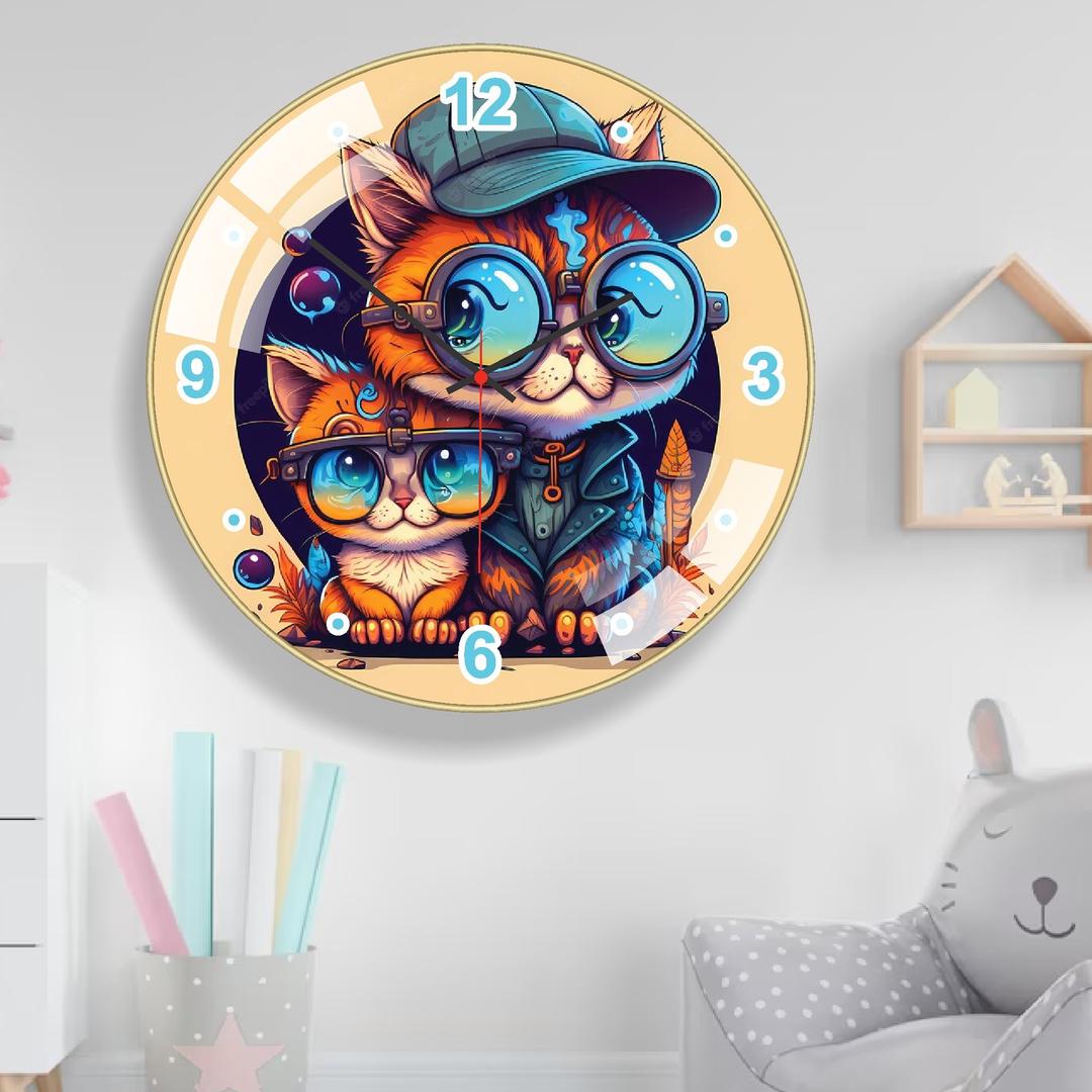Đồng Hồ Treo Tường Tráng Gương Hình Thú Dễ Thương Kim Trôi Mẫu 943