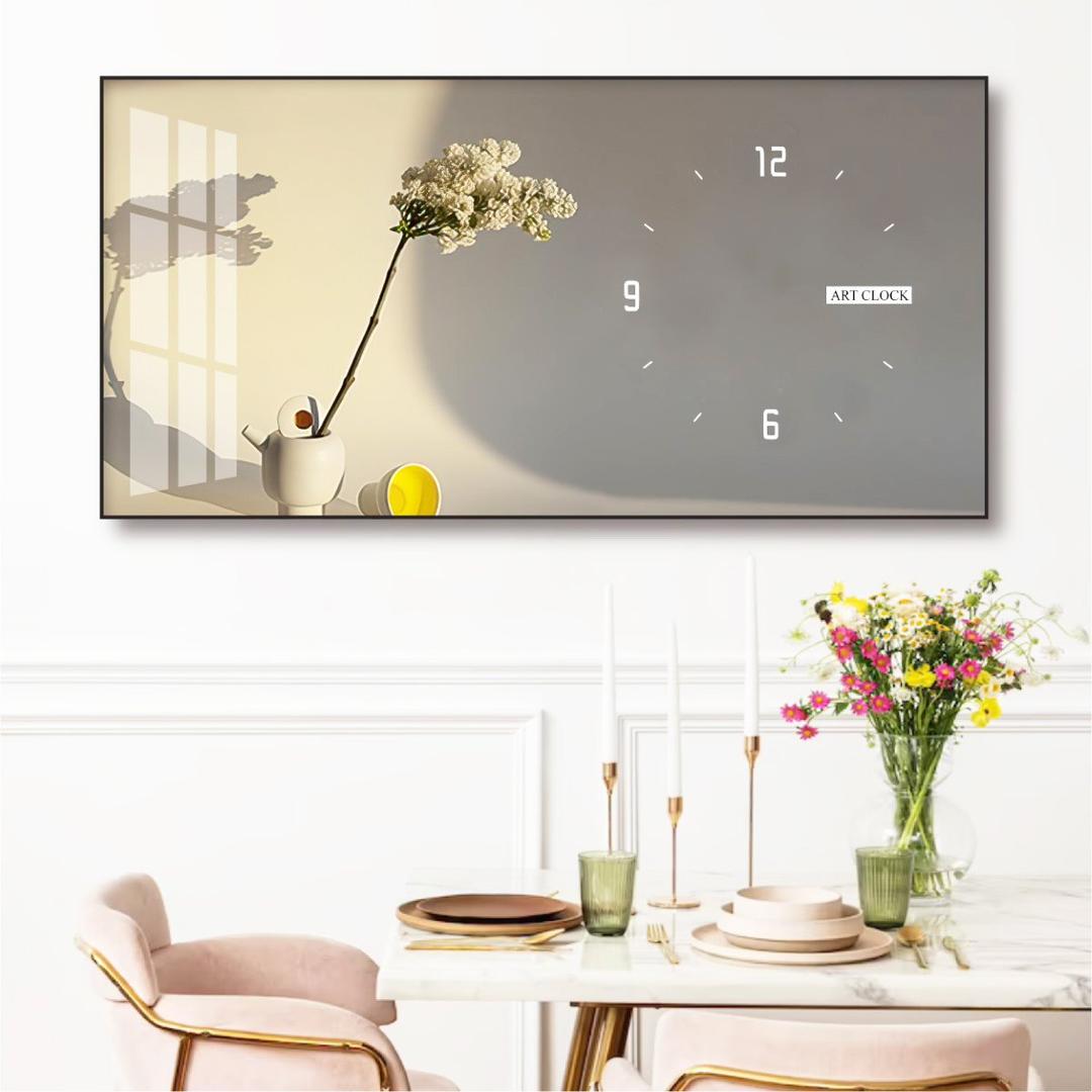Tranh Đồng Hồ Treo Tường UV Pha Lê Bóng Bình Hoa Nghệ Thuật 7