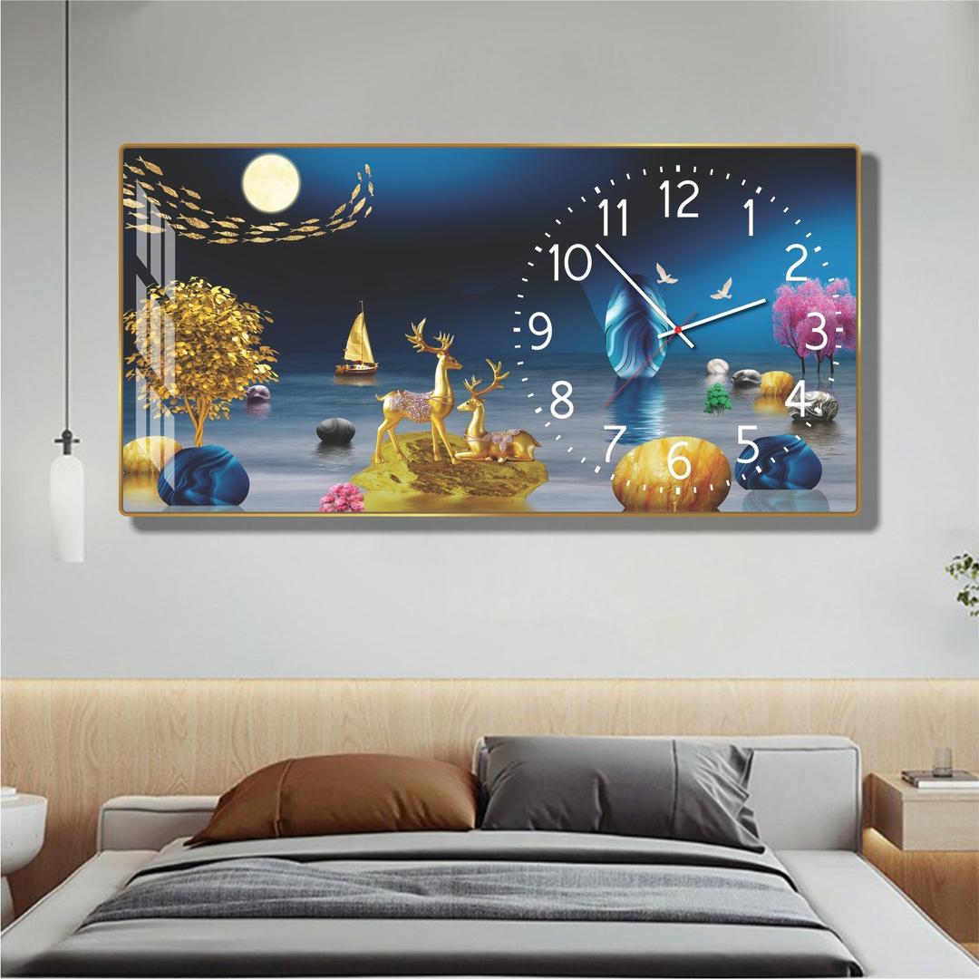 Tranh đồng hồ treo tường phòng khách phong thủy hưu tài lộc