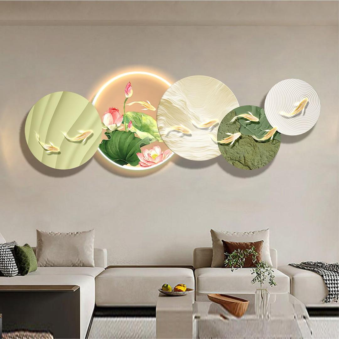 Tranh treo tường tráng gương pha lê có đèn LED trang trí hiện đại mẫu 228