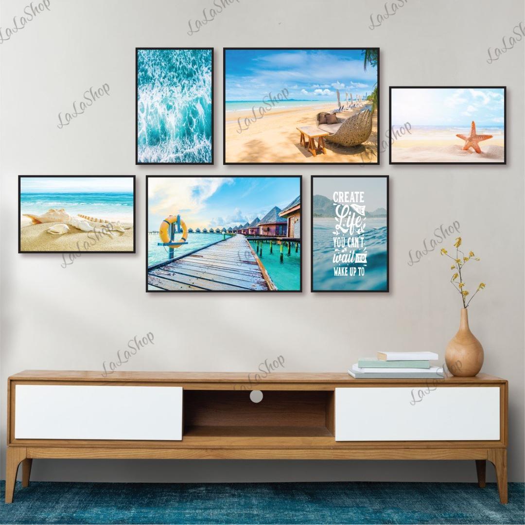 Set 6 Tranh Dán Tường Biển Xanh Nghệ Thuật Có Keo Sẵn Mẫu 132