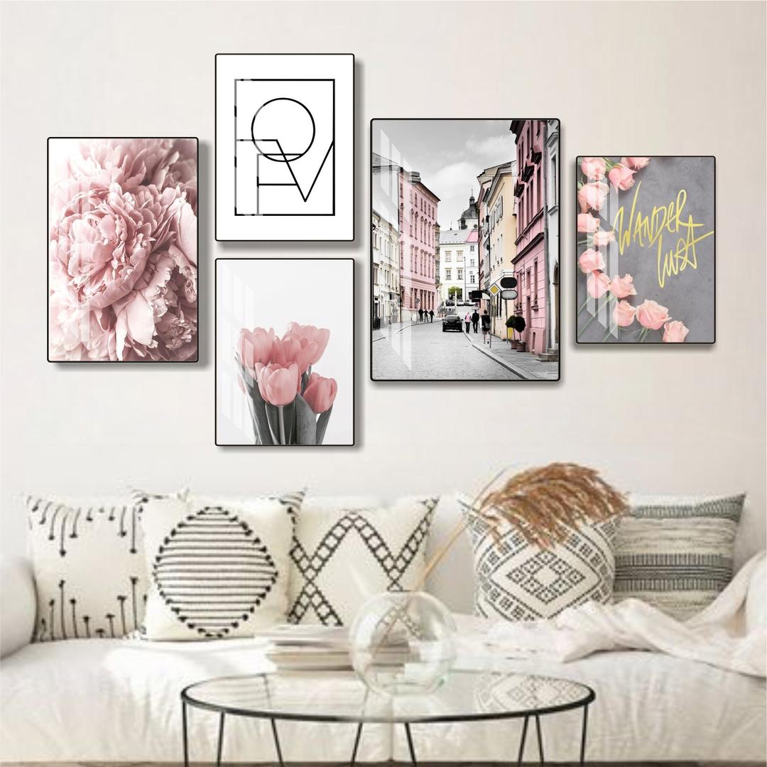 Tranh treo tường phong cảnh hoa nghệ thuật bộ 5 tấm mẫu 847