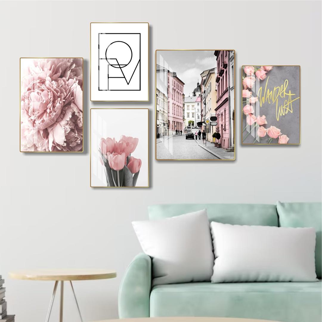 Tranh treo tường phong cảnh hoa nghệ thuật bộ 5 tấm mẫu 847