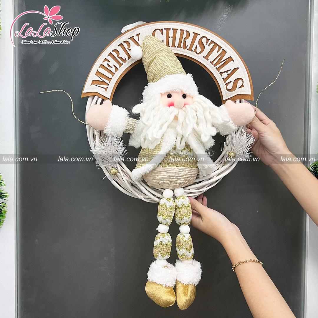 Vòng nguyệt quế ông già noel Merry Christmas 186