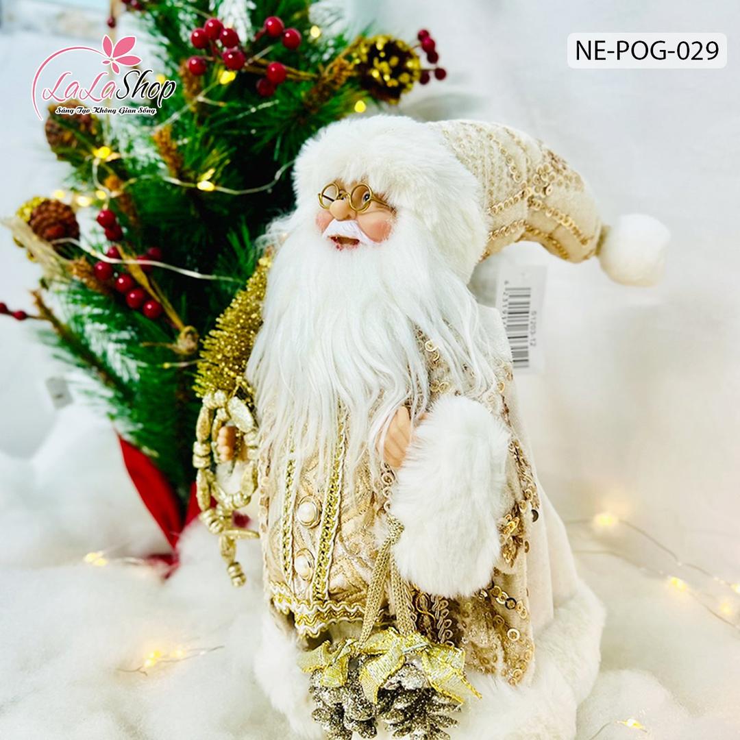 Mô hình Ông Già Noel Vàng Cầm Cây Thông Size Nhỏ 029